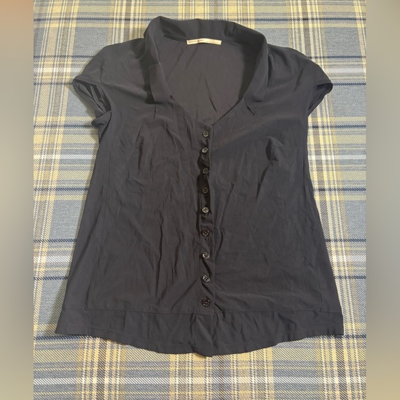 Marithe Francois Girbaud Womens Button Down Top Size Small Black Y2k - Picture 2 of 7